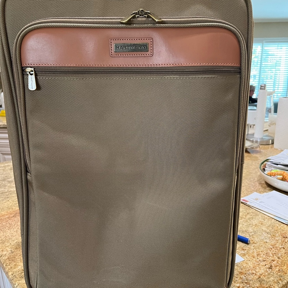 Hartmann Nylon & Leather 22” expandable rolling carry-on luggage bag
